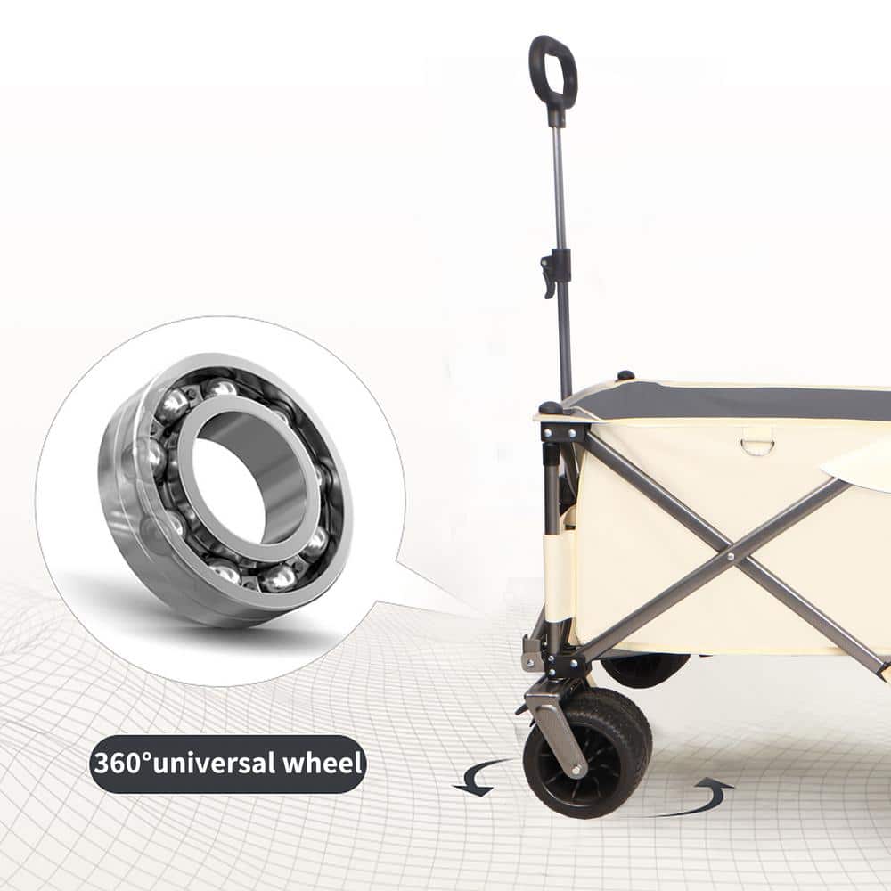 Heavy Duty White Steel Folding Utility Beach Wagon Cart