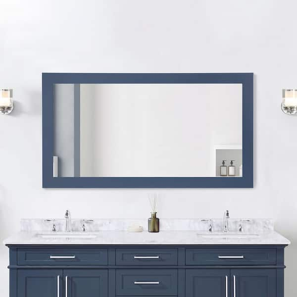 Sonoma 60 in. W x 32 in. H Rectangular Framed Wall Mount Bathroom Vanity Mirror in Midnight Blue