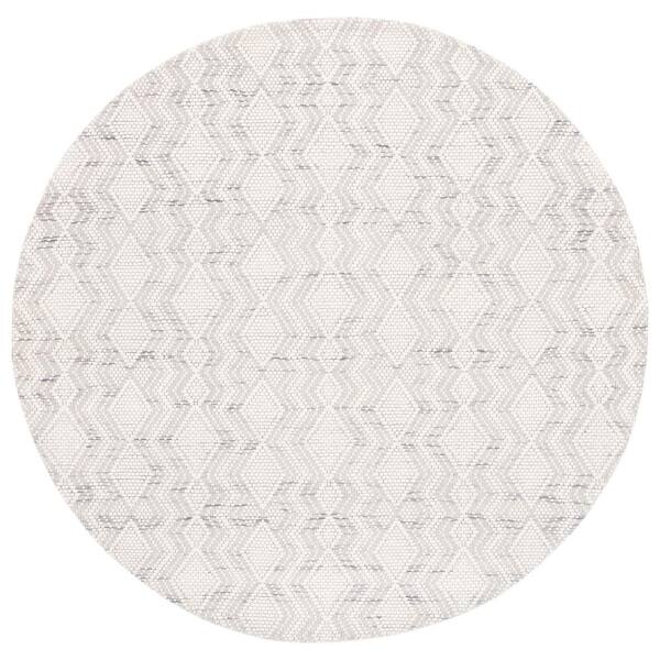 SAFAVIEH Marbella Ivory Grey 6 ft. X 6 ft. Border Geometric Round Area ...