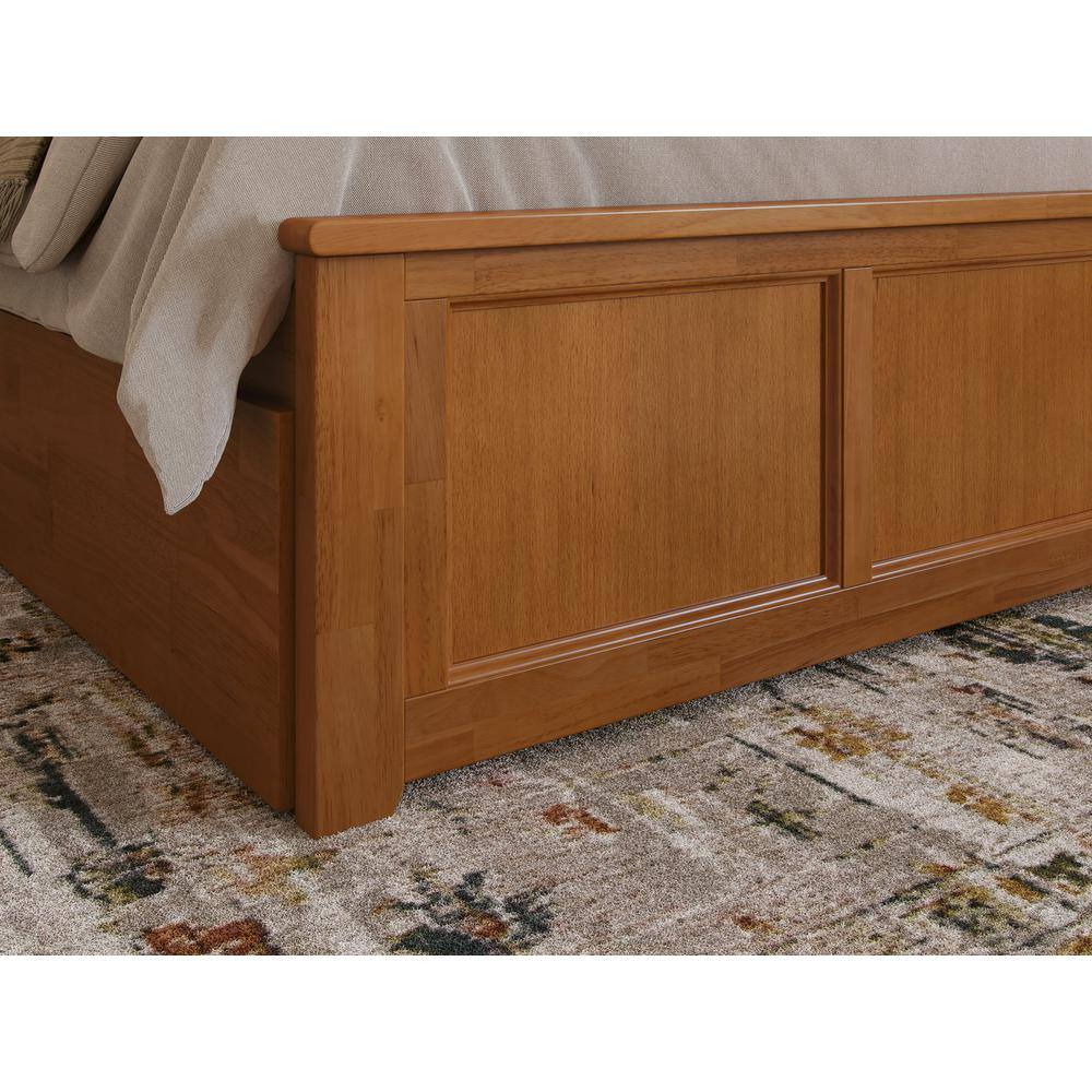 Light Toffee Queen Wood Platform Bed with Storage Drawers