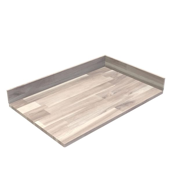 Interbuild 37 in. x 24 in. x 1 in. Acacia Vanity Top with Backsplash, Organic White