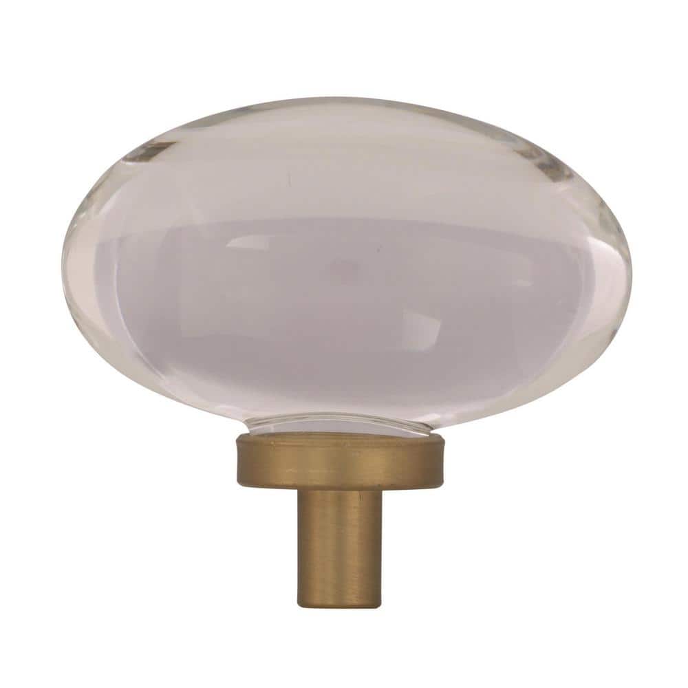Clear Glass Oval Knob with Golden Champagne Base