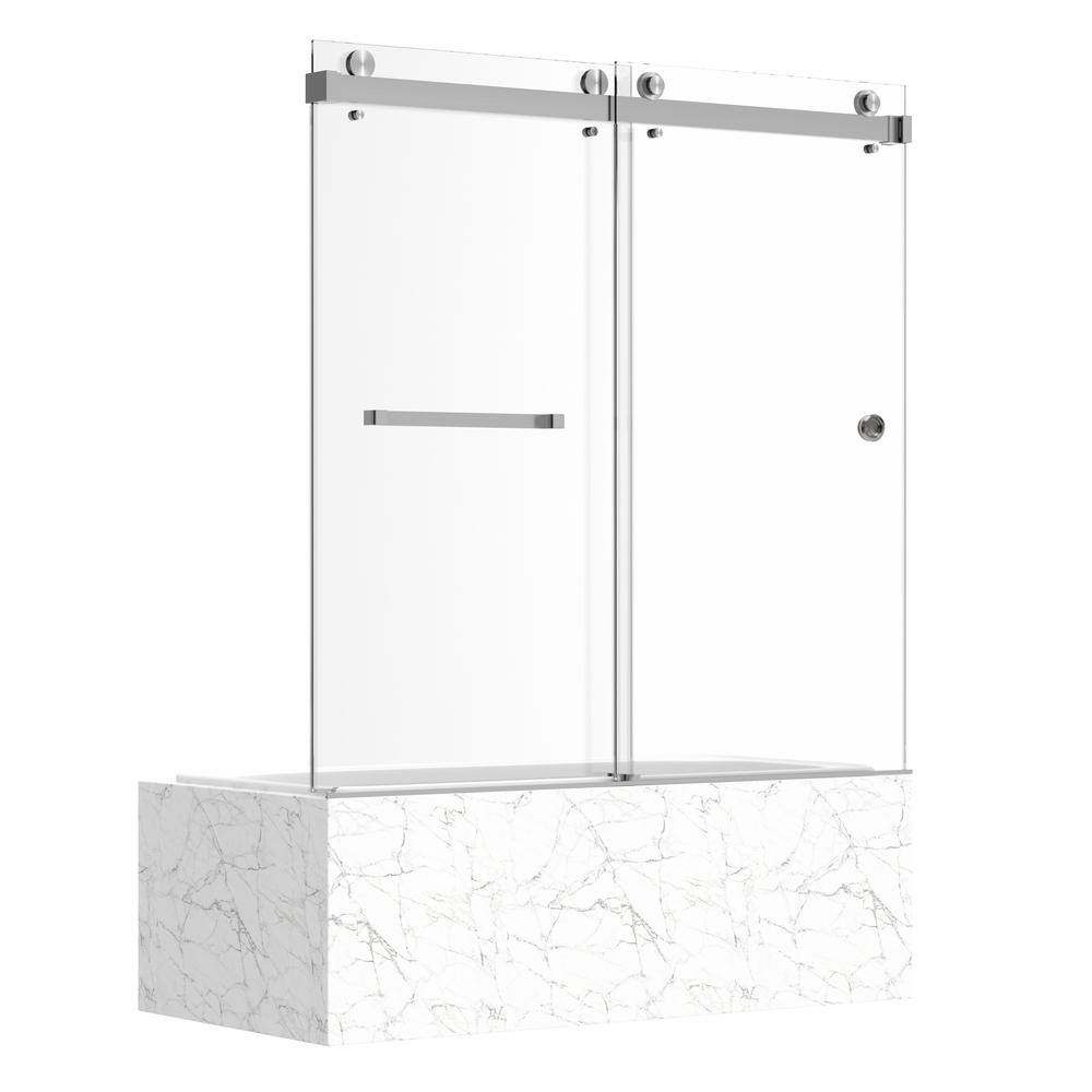 60'' W x 72'' H Brushed Nickel Frameless Sliding Shower Door