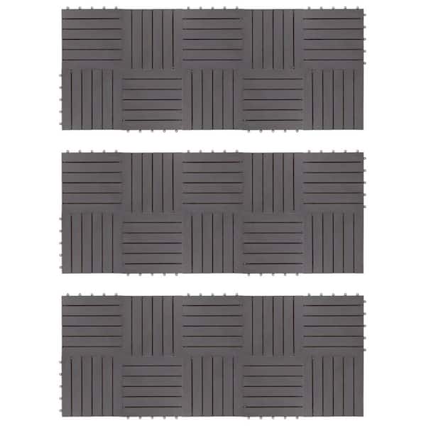 Cisvio 11.8 in. x 11.8 in. Decking Tiles Gray Wash Solid Acacia Wood (30-Pieces)