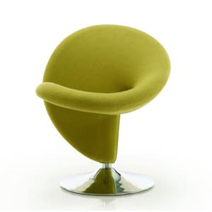 Curl Green and Polished Chrome Wool Blend Swivel Accent Chair
