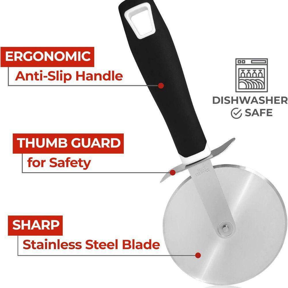 Ergonomic Black Stainless Steel Pizza Cutter Wheel
