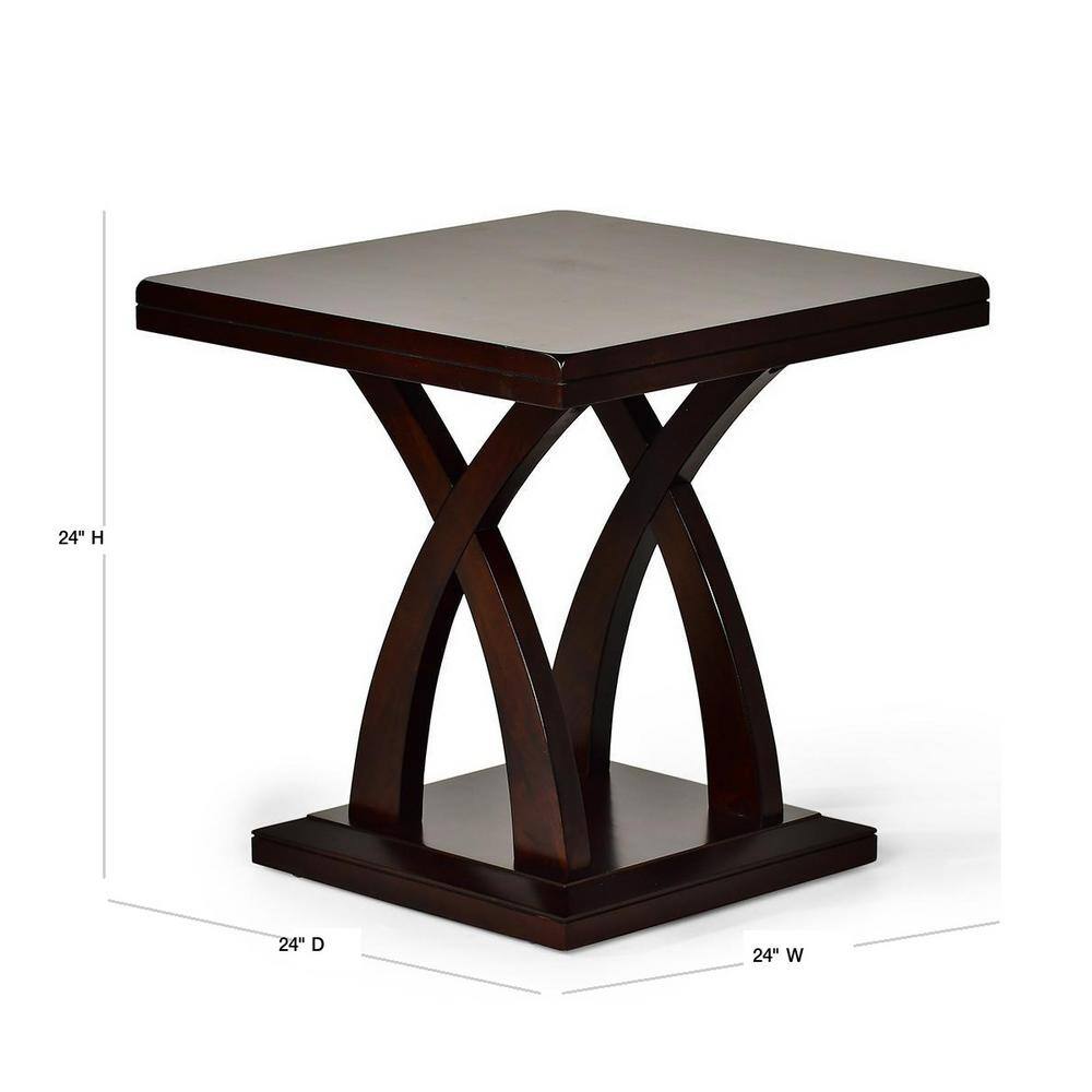 Jocelyn Espresso Square Wood End Table 24"