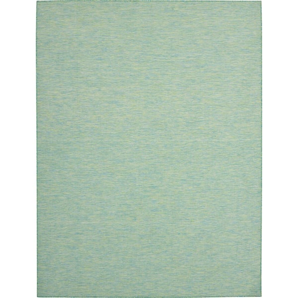 Positano Blue/Green 7 ft. x 10 ft. Solid Modern Indoor/Outdoor Patio Area Rug