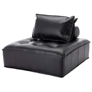 41.7 in. W Armless Faux Leather Modern Straight Modular Cube 1 Seater Sofa in Black