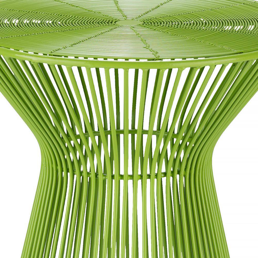 Lime Green Metal Round Pedestal End Table