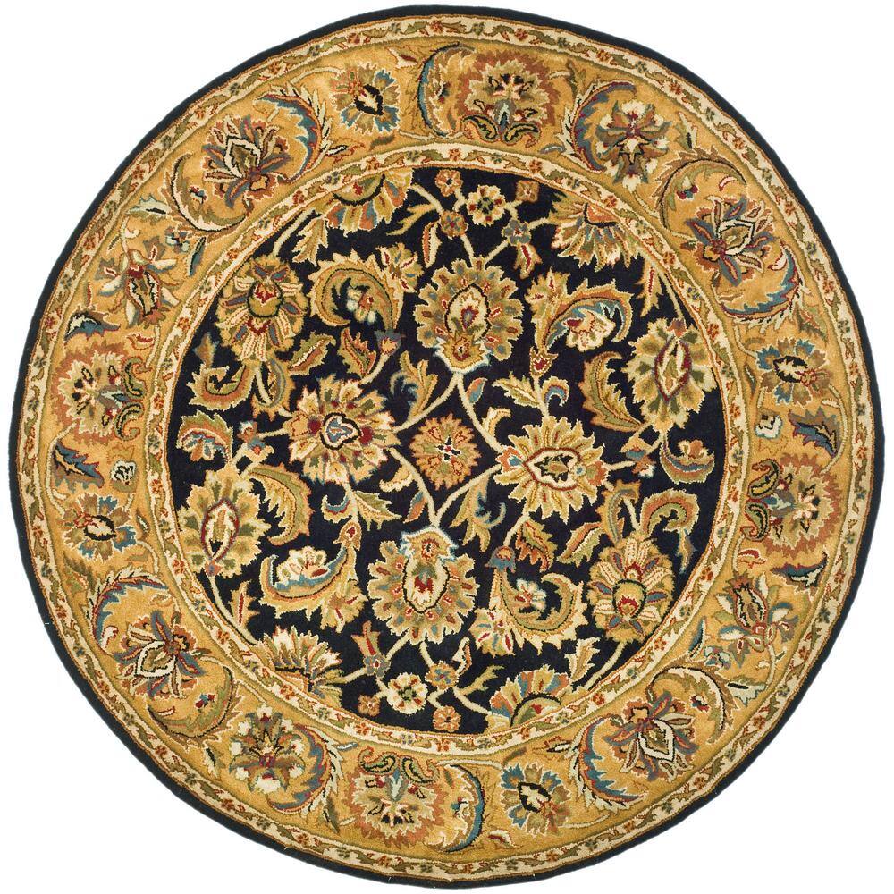 Safavieh Classic Black/Gold 4 ft. x 4 ft. Round Border Area RugCL758B