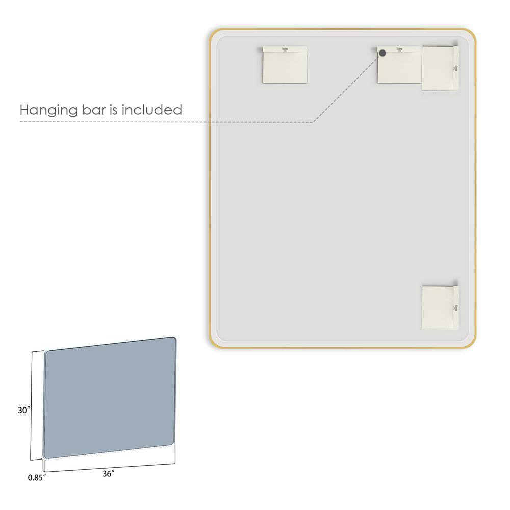 Nettuno 36" Gold and Silver Rectangular Bathroom Vanity Mirror