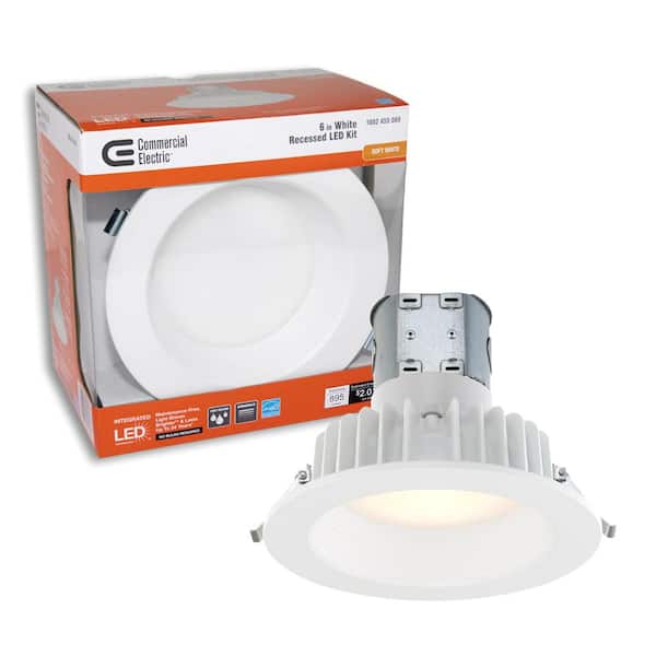 Commercial Electric Easy-Up 6 in. White Baffle Integrated LED Recessed Kit at 91 CRI, 3000K, Soft White