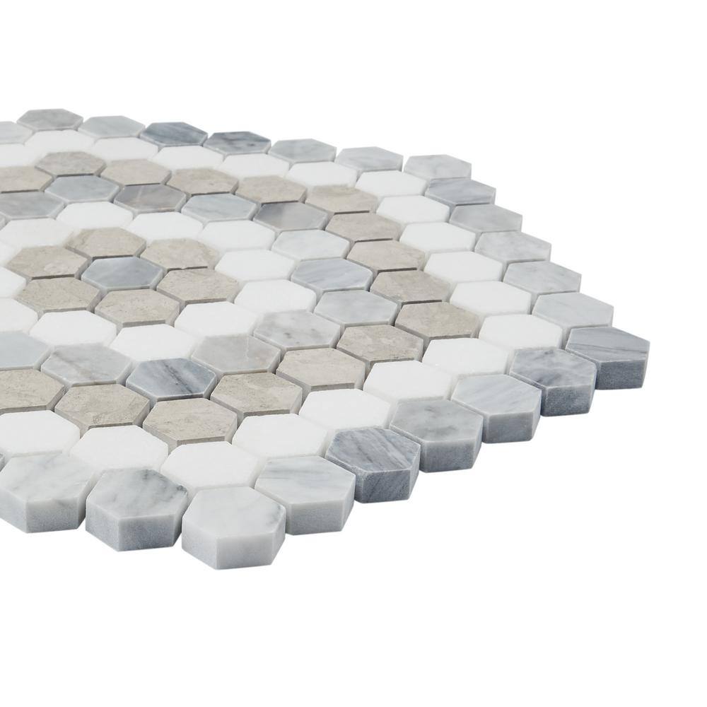 Hyperion Hexagon Polished Marble Mosaic Tile Sheet