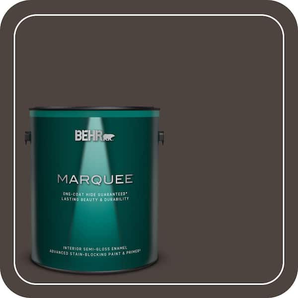 BEHR MARQUEE 1 gal. #PPU5-01 Espresso Beans One-Coat Hide Semi-Gloss Enamel Interior Paint & Primer