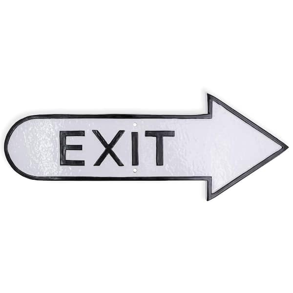 Montague Metal Products 6" x 15.5" Right Arrow Exit Statement Plaque Sign-White/Black