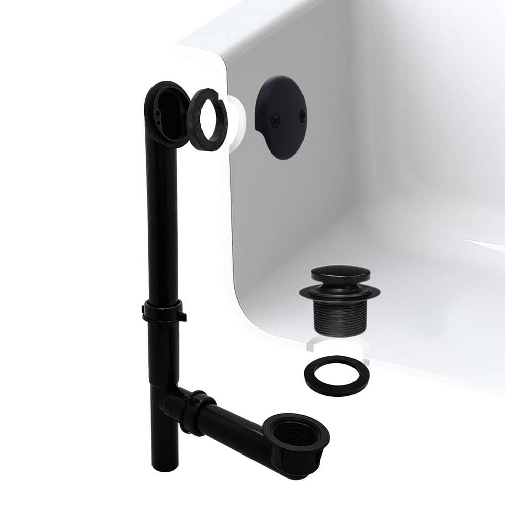 14 in. Black Poly Bath Waste & Overflow with Tip-Toe Drain Plug and 2-Hole Faceplate, Matte Black price history on PriceWatchPro