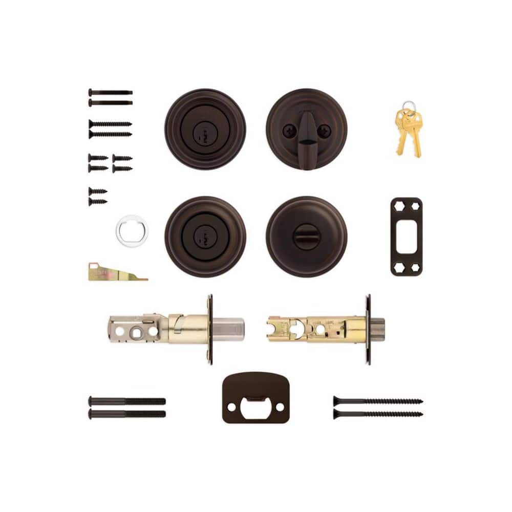 Venetian Bronze Metal Entry Knob and Deadbolt Combo Pack