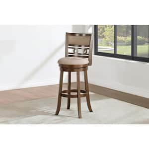 New Classic Furniture Gia 29 in. Cherry Wood Swivel Bar Stool with Brown Fabric Seat