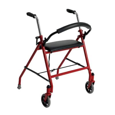 2-Wheeled Walker with Seat in Red