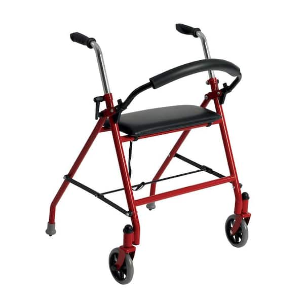 Drive Medical 2-Wheeled Walker with Seat in Red