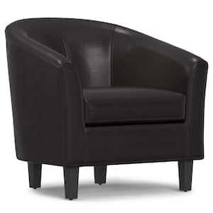 Austin 30 in. Wide Contemporary Tub Chair in Brown Faux Leather