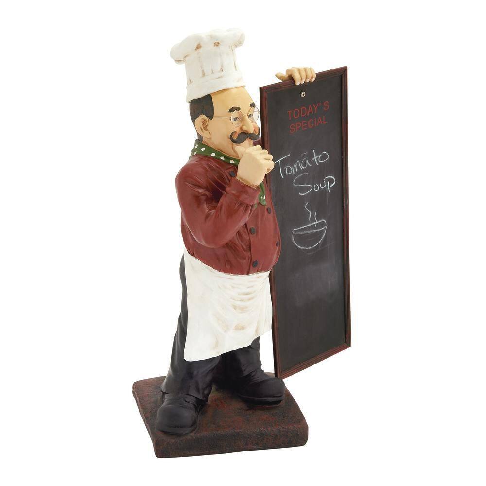 Classic Chef Figurine with Chalkboard in Multi Colors
