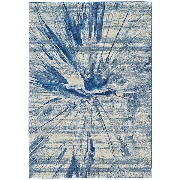 HomeRoots 8 x 11 Blue and Ivory Solid Color Area Rug