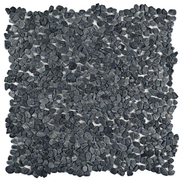 Merola Tile Pebblini Graphite 12-1/4 in. x 12-1/4 in. x 7 mm Pebble Stone Mosaic Tile (10.4 sq. ft./Case)
