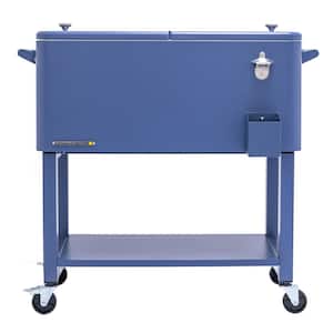 80 qt. Azure Blue Outdoor Patio Cooler with Removable Basin