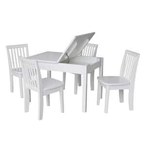 5-Piece White Child's Lift-Top Storage Table Set