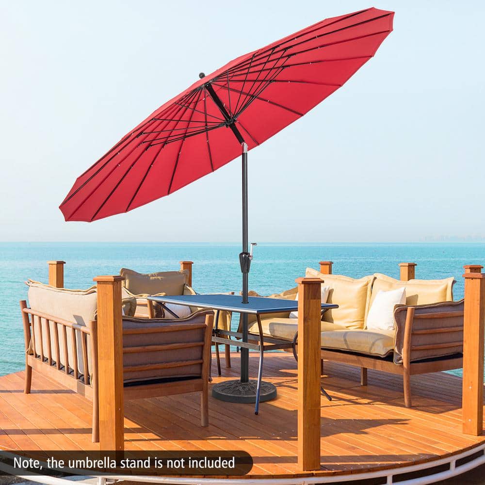 9-Foot Red Polyester and Aluminum Patio Umbrella