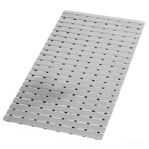 32 in. x 17 in. Weighted Non Slip Bath Mat in Gray, Without Suction Cups Doesn't Float, Works on Tile and Stone