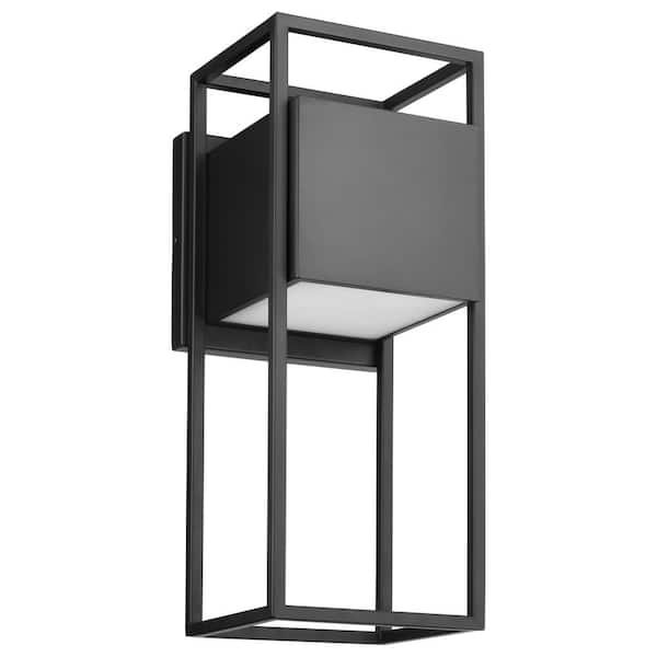 SATCO Supreme Matte Black Outdoor Hardwired Wall Lantern Sconce with Integrated LED