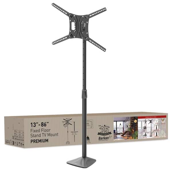 Barkan 13 - 83 inch Swivel & Tilt Fixed Floor Stand TV Mount Black Patented to Fit Various Screen Types Screen Leveling