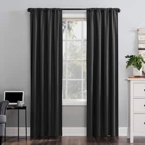 Cyrus Charcoal Polyester Solid 40 in. W x 96 in. L Noise Cancelling Grommet Blackout Curtain