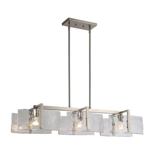 Golden Lighting - Duncan 100-Watt 3-Light Matte Black Linear Pendant Light with Clear Glass and No Bulbs Included