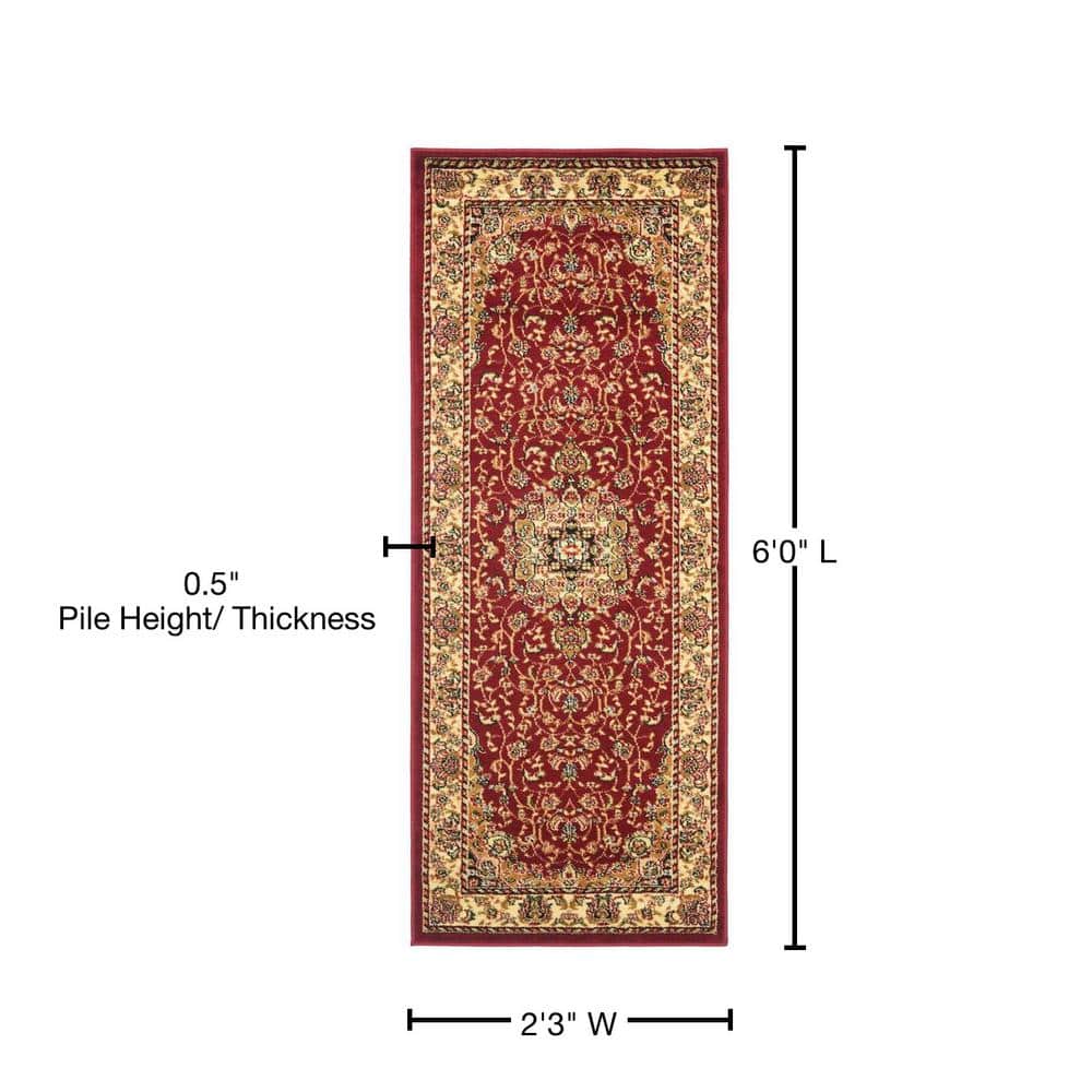Red and Ivory Floral Safavid Style Circular Area Rug