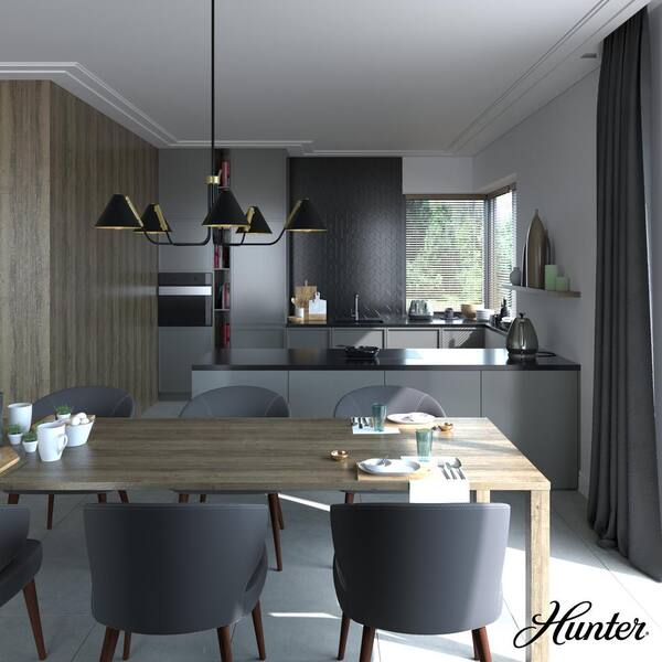 Hunter Grove Isle 5-Light Matte Black Modern/Contemporary Led Chandelier