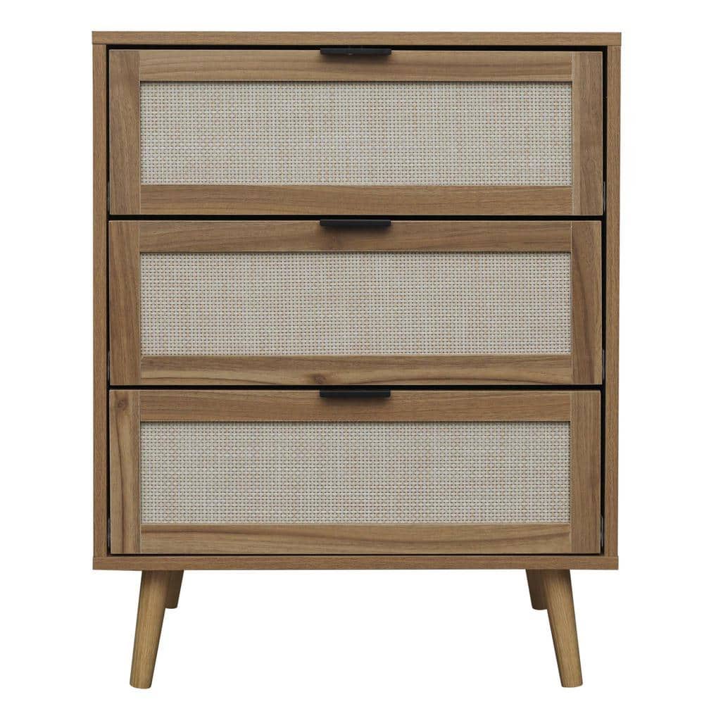 23.62 in. W x 15.39 in. D x 30.51 in. H Walnut Brown Linen Cabinet with 3-D