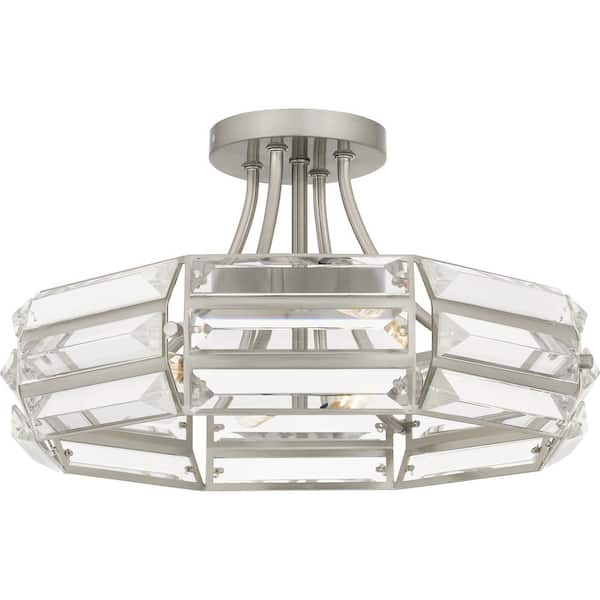 Padilla 17 in. 4-Light Brushed Nickel Semi-Flush Mount