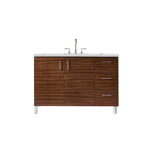 James Martin Vanities Metropolitan 48 in. W x 23.5 in. D x 33.8 in. H Bathroom Vanity in American Walnut with Ethereal Noctis Quartz Top