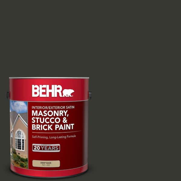 1 gal. #T13-3 Black Lacquer Satin Interior/Exterior Masonry, Stucco and Brick Paint