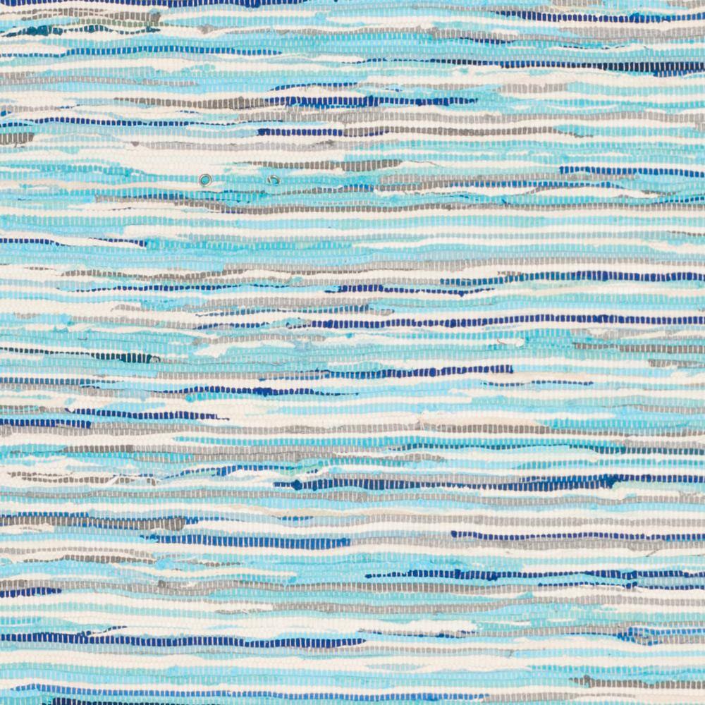 Turquoise and Multicolor Handmade Cotton Striped Area Rug, 8' x 10'