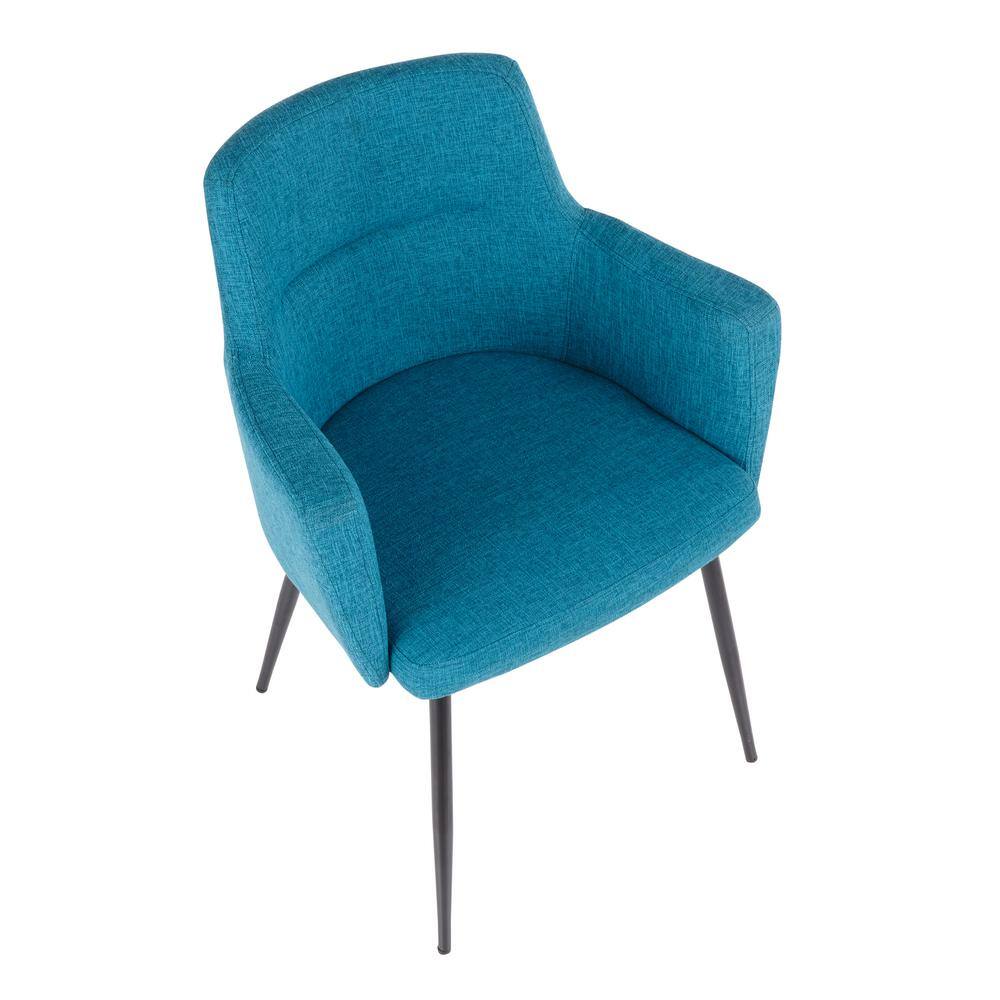 Teal & Black Contemporary Upholstered Side Chair with Metal Frame