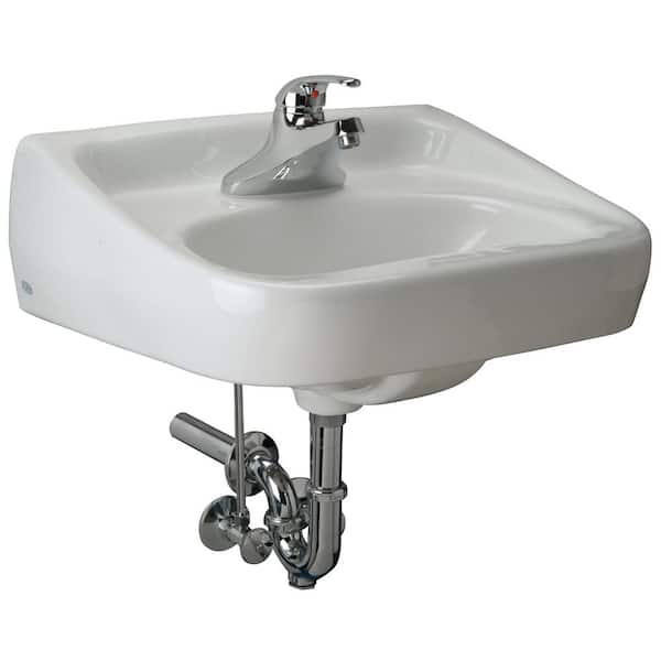 Zurn 1-Manual Hand Washing System Vitreous China Rectangular Vessel Sink in White with Single Centerset Control Faucet
