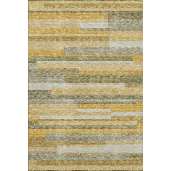 Mayfield Premium Machine Washable Abstract AMF956 Honey 8 ft. x 10 ft. Area Rug
