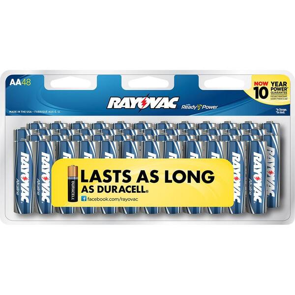 Rayovac Alkaline 1.5-Volt AA Size Battery (48 per Pack)