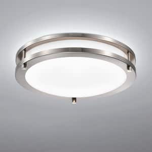 11.75 in. Brushed Nickel Dimmable 15-Watt Selectable LED Flush Mount 3000K/4000K/5000K with Acrylic Shade