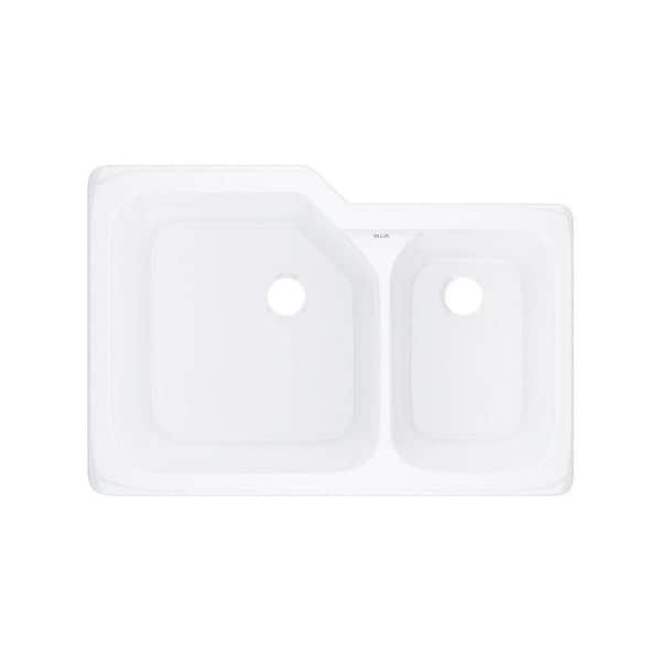 Allia 22 in. Drop-In/Undermount 60/40 Double Bowl White Fireclay Kitchen Sink